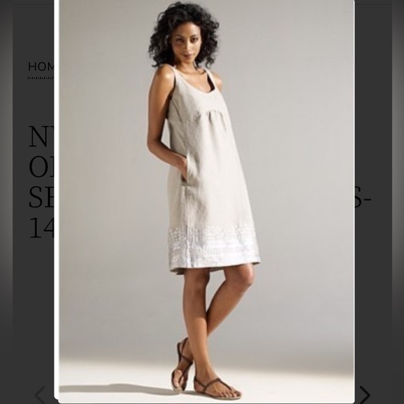 Eileen Fisher Dresses & Skirts - EILEEN FISHER Organic Linen Tank Dress with Sequined Hem. Size 14.